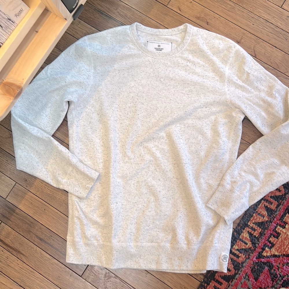 Reigning champ crew neck sweatshirt l speckled heather gray large